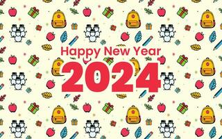 New Year 2024 and back to school holiday background pattern vector