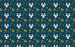Pattern Background with winter and New Year holiday themes with images of flower gifts and snowmen vector