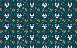 Pattern Background with winter and New Year holiday themes with images of flower gifts and snowmen vector