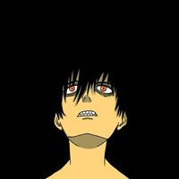 Vector illustration of an original character. A man's flat face with black background