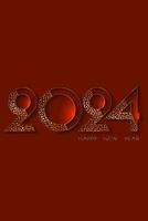 Happy New year 2024 gold foil modern numbers. Decorative greeting card in polka dots style. Luxury Creative Christmas banner, vector illustration isolated on red background