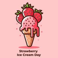 National Strawberry Ice Cream Day. event banner. Fun Holidays vector