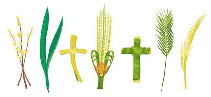 Palm Sunday attributes of fte Christians vector