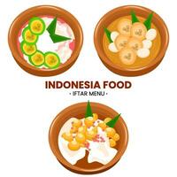 collection indonesia food for iftar menu vector