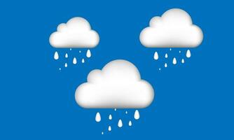 Clouds with rain on blue background. Vector illustration