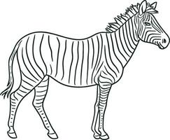 African zebra side view outline striped silhouette animal design flat vector illustration isolated on white background. AI generated illustration.