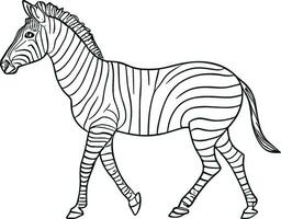 African zebra side view outline striped silhouette animal design flat vector illustration isolated on white background. AI generated illustration.