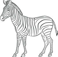 African zebra side view outline striped silhouette animal design flat vector illustration isolated on white background. AI generated illustration.