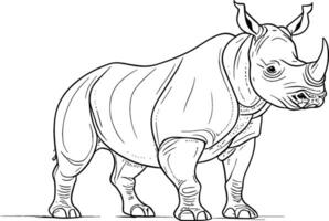 Rhino hand drawn vector illustration. Perfect for projects related to wildlife, safari adventures, and African themes. AI generated illustration.