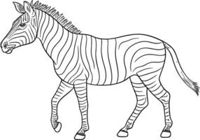 African zebra side view outline striped silhouette animal design flat vector illustration isolated on white background. AI generated illustration.