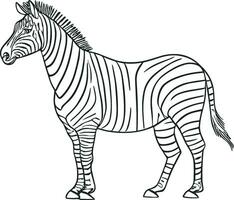 African zebra side view outline striped silhouette animal design flat vector illustration isolated on white background. AI generated illustration.