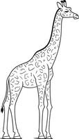 Giraffe coloring book for adults vector illustration. Anti-stress coloring for adult. Zentangle style. Black and white lines. Lace pattern. AI generated illustration.