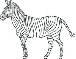 African zebra side view outline striped silhouette animal design flat vector illustration isolated on white background. AI generated illustration.