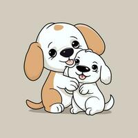 Cartoon Two Dogs hugging. vector