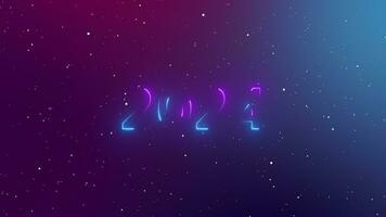 Neon blue and purple 2024 4K of Traveling through star fields space supernova colorful light glowing.Space Nebula background moving motion graphic with stars space rotation nebula Happy new year 2024 video