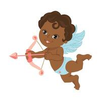 Cute angel with a bow and arrow on a white background. Print, background for Valentine's Day, illustration, vector