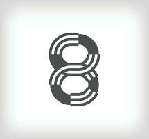 Number 8 linear modern logo. The letter is in the form of stripes. Alphabet number character and linear abstract design. logo, corporate identity, application, creative poster and more. vector