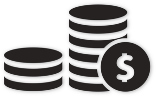 coin icon black with drop shadow png