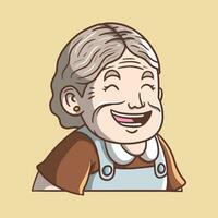 Grandma cooking or granny cute cartoon mascot character illustration. Hand drawn vector illustration.