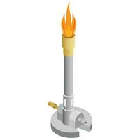 Isometric Bunsen Burner with Blazing Flame vector