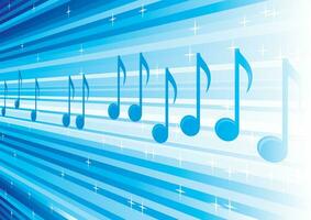 Blue background with music notes on lines vector