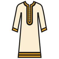 Djellaba Long-Sleeve Dress with Yellow Accents Icon vector