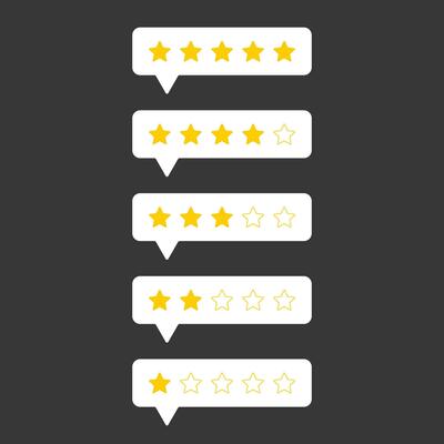 Star rating vector in flat style design isolated on background. Feedback, Review, and rate us concept.