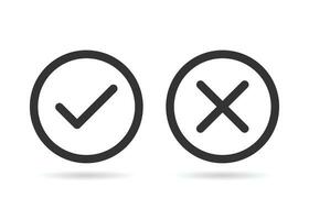 Tick and Cross icon, Checkmark, and Cross Mark vector icon in line style design on a white background.