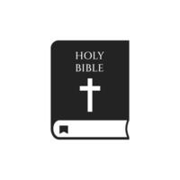 Biblia libro icono vector ilustración en blanco antecedentes.