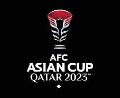 AFC Asian Cup Qatar 2023 Symbol Logo Abstract Asia Football Design Vector Illustration With Black Background