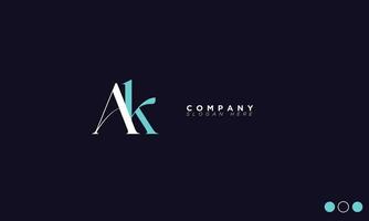 AK Alphabet letters Initials Monogram logo KA, A and K vector