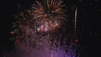 fuochi d'artificio su un' buio cielo Natale nuovo anno celebrazione video