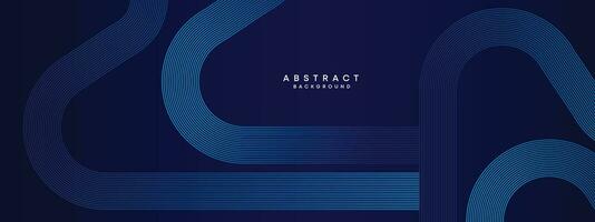 Abstract Dark Blue Waving circles lines Technology Background. Dark Blue gradient with glowing lines shiny geometric shape and diagonal, for brochure, cover, poster, banner, website, header vector