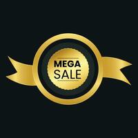 vector mega sale banner in golden style