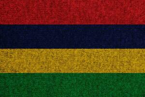 Flag of Republic of Mauritius on a textured background. Concept collage. photo