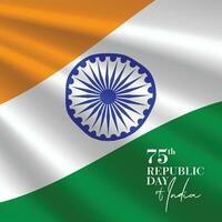 indio bandera con 75 república día de India celebracion unidad vector