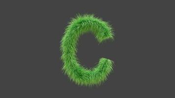 3D animation green grass letter C video