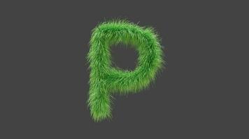 3D animation green grass letter P video