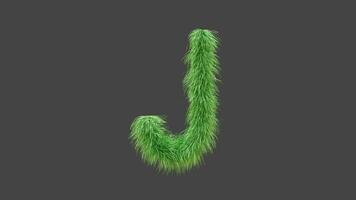 3D animation green grass letter J video