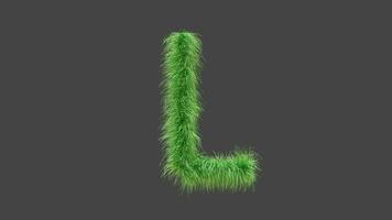 3D animation green grass letter L video