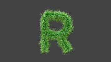 3D animation green grass letter R video