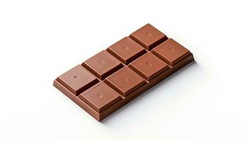 AI generated Chocolate Bar on White Background. Cocoa, Sugar photo