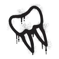 Tooth graffiti drawn with black spray paint vector