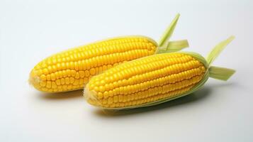 ai generado maíz en blanco antecedentes. fresco, saludable, sano vida, vegetal foto