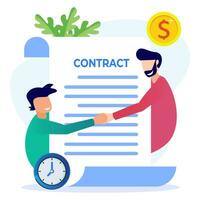 Illustration vector graphic cartoon character of business contract