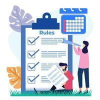 Illustration vector graphic cartoon character of list of rules