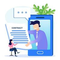 Illustration vector graphic cartoon character of business contract