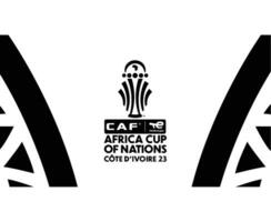 lata Marfil costa taza 2023 símbolo logo negro resumen africano taza de naciones fútbol americano diseño vector ilustración