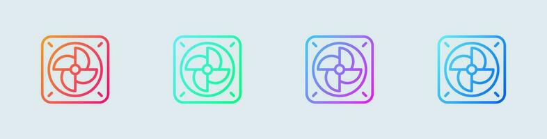 Fan cooler line icon in gradient colors. Cooling system signs vector illustration.