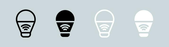 inteligente bulbo icono conjunto en negro y blanco. innovación señales vector ilustración.